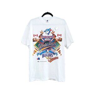 Bulletin Toronto Blue Jays 1992 World Series Single Stitch TShirt Medium Vintage